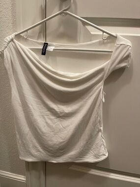 Express White Off-The-Shoulder Cowl Neck Top